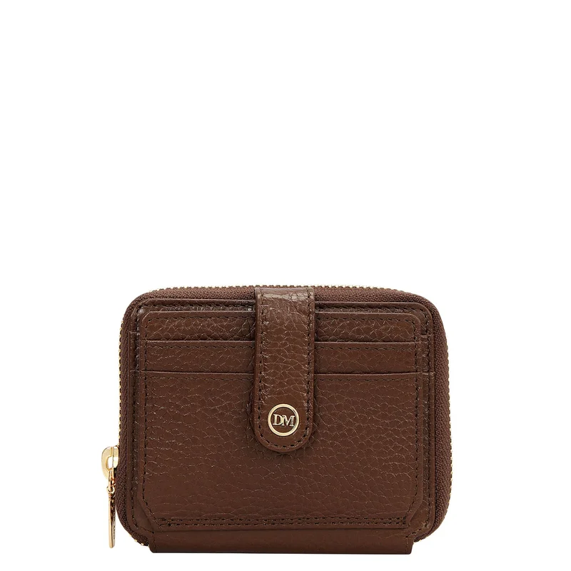 دا ميلانو Wax Leather Ladies Wallet - Mocha
